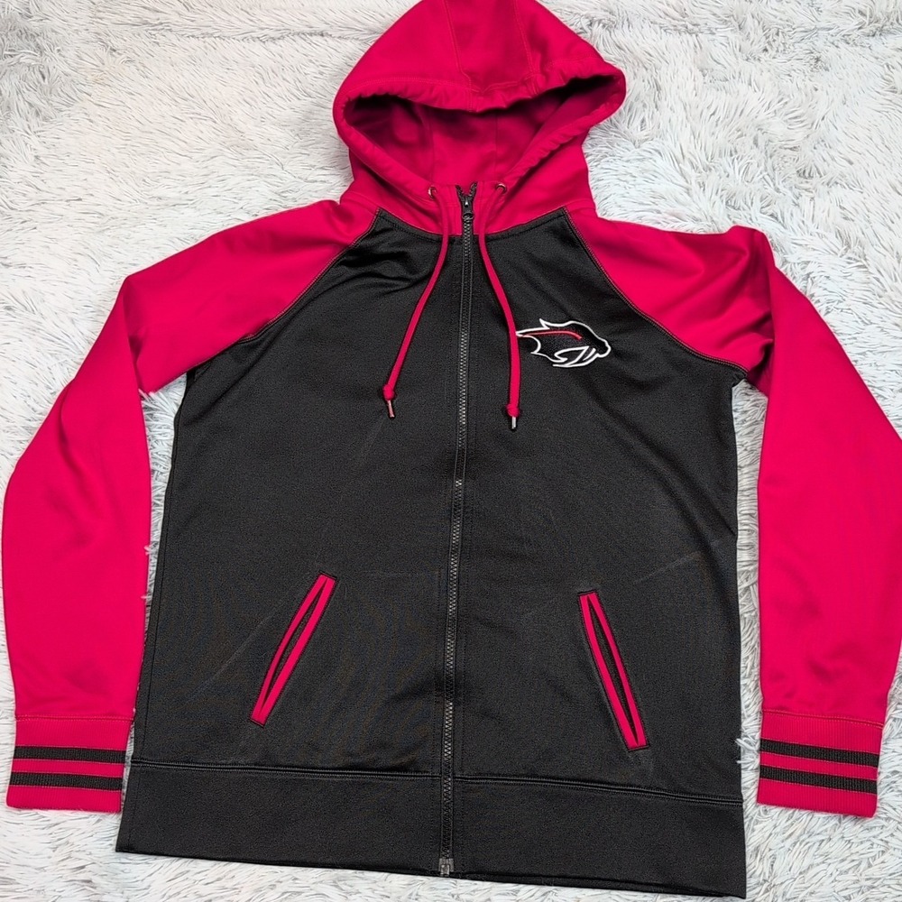 Sport Tek Sweatshirt Womens L Black Red Hoodie Casual‎ Comfort Zip Up Athletic